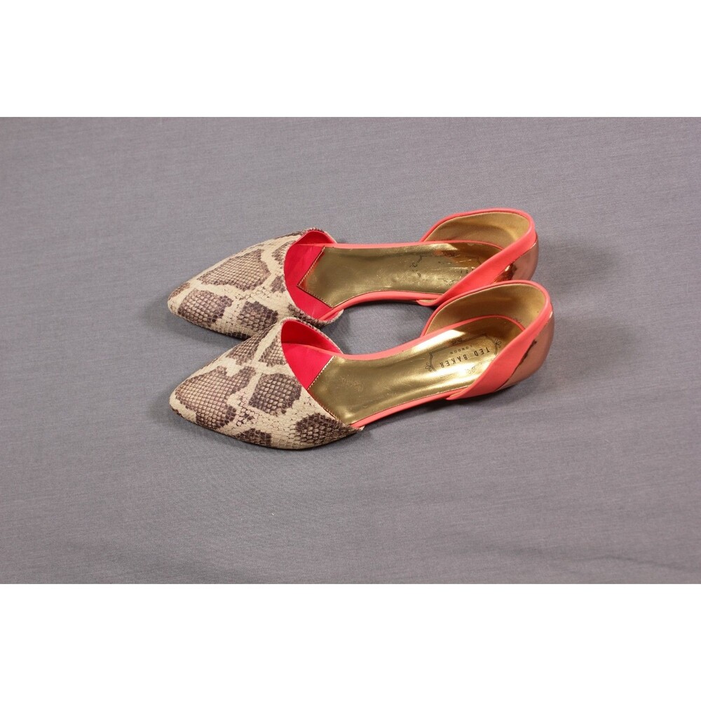 Ted Baker London Cadeen flats snakeskin pattern and bright pink lining 9 - Picture 2 of 6